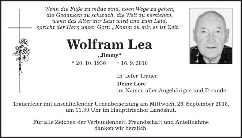 Traueranzeige Lea Wolfram