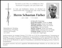 Traueranzeige Sebastian Färber