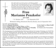 Traueranzeige Marianne Penzkofer