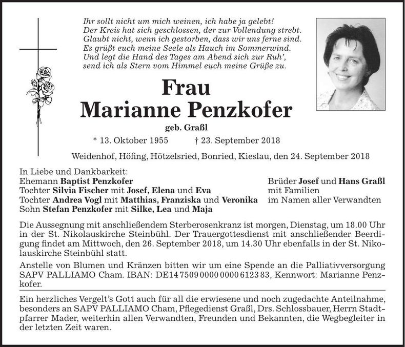 Traueranzeige Marianne Penzkofer