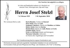 Traueranzeige Josef Stelzl
