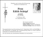 Traueranzeige Edith Schöpf