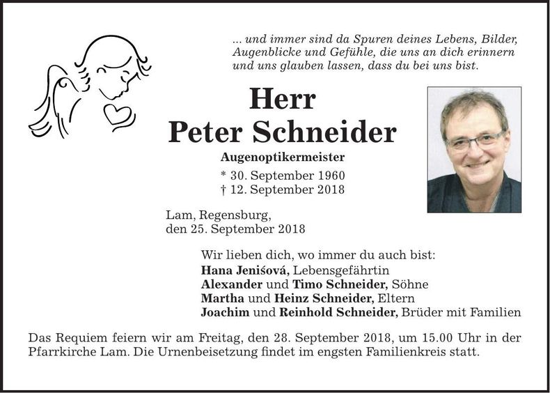 Traueranzeige Peter Schneider