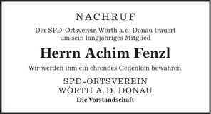 Traueranzeige Achim Fenzl