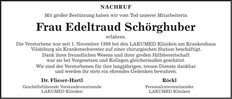 Traueranzeige Edeltraud Schörghuber