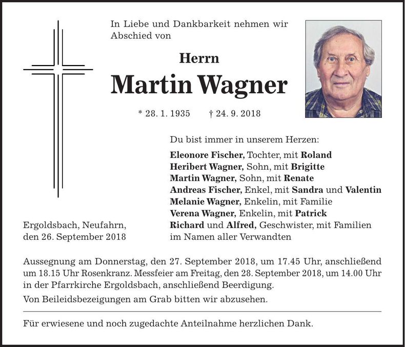 Traueranzeige Martin Wagner