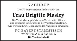 Traueranzeige Brigitte Masley