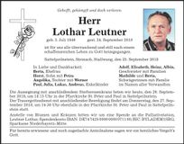 Traueranzeige Lothar Leutner