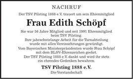 Traueranzeige Edith Schöpf