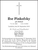 Traueranzeige Ilse Pinkofsky