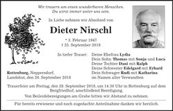 Traueranzeige Dieter Nirschl
