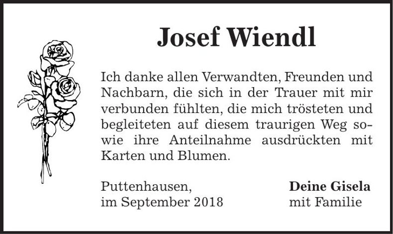 Traueranzeige Josef Wiendl