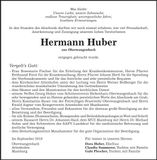 Traueranzeige Hermann Huber