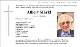Traueranzeige Albert Märkl