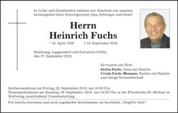 Traueranzeige Heinrich Fuchs