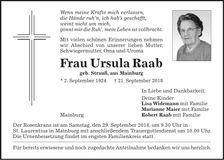 Traueranzeige Ursula Raab