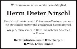 Traueranzeige Dieter Nirschl