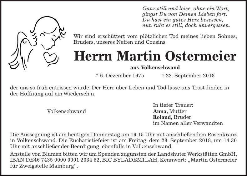Traueranzeige Martin Ostermeier