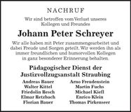 Traueranzeige Johann Peter Schreyer