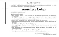 Traueranzeige Anneliese Leher