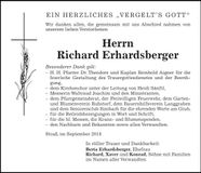 Traueranzeige Richard Erhardsberger