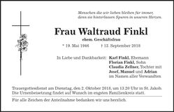 Traueranzeige Waltraud Finkl
