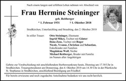 Traueranzeige Hermine Steininger