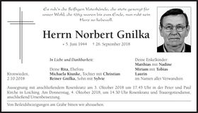 Traueranzeige Norbert Gnilka