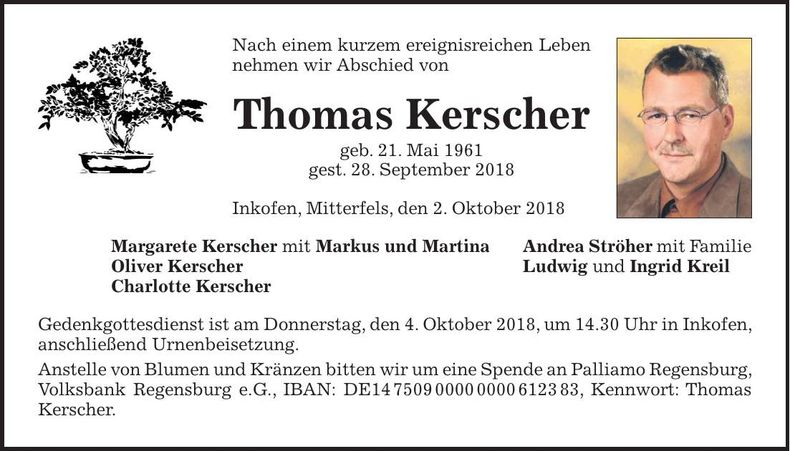Traueranzeige Thomas Kerscher