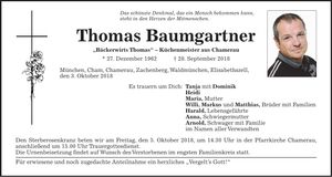 Traueranzeige Thomas Baumgartner