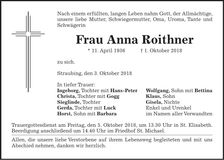 Traueranzeige Anna Roithner