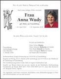 Traueranzeige Anna Wudy
