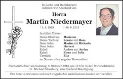 Traueranzeige Martin Niedermayer