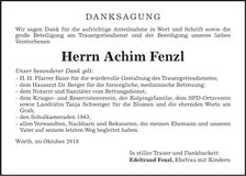 Traueranzeige Achim Fenzl