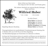 Traueranzeige Wilfried Huber