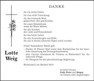 Traueranzeige Lotte Weig