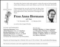 Traueranzeige Anna Hermann