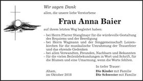 Traueranzeige Anna Baier