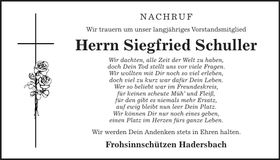 Traueranzeige Siegfried Schuller