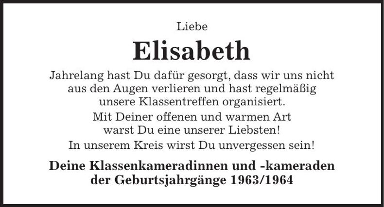 Traueranzeige Elisabeth Pritzl