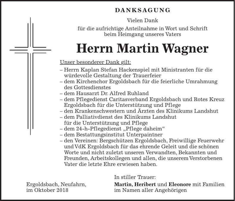 Traueranzeige Martin Wagner