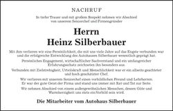 Traueranzeige Heinz Silberbauer