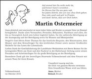 Traueranzeige Martin Ostermeier