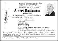 Traueranzeige Albert Hastreiter