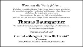 Traueranzeige Thomas Baumgartner