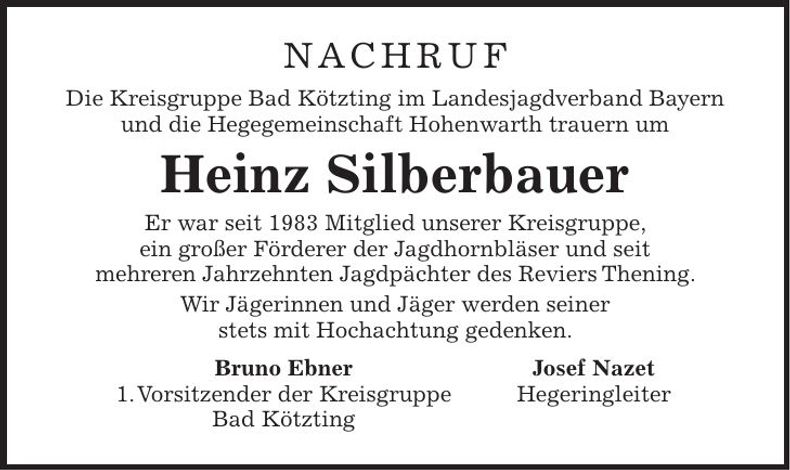 Traueranzeige Heinz Silberbauer