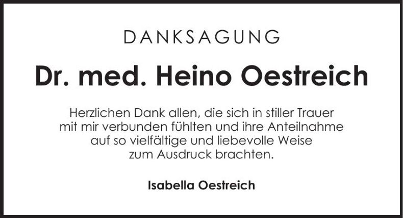 Traueranzeige Heino Oestreich