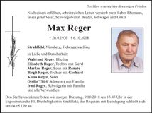 Traueranzeige Max Reger