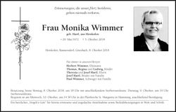 Traueranzeige Monika Wimmer