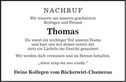 Traueranzeige Thomas Baumgartner